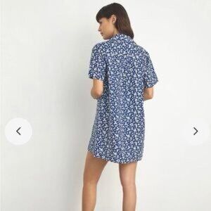 Onia 100% Linen Floral Button Down Shirt Dress Sz M